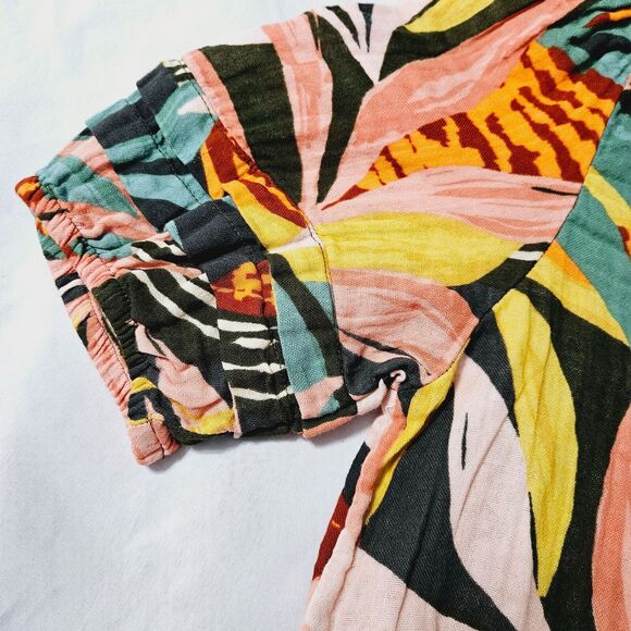 Sonoma Womens Button Up Blouse Multi-Color Size Medium 100% Cotton Short Sleeve - Picture 12 of 14